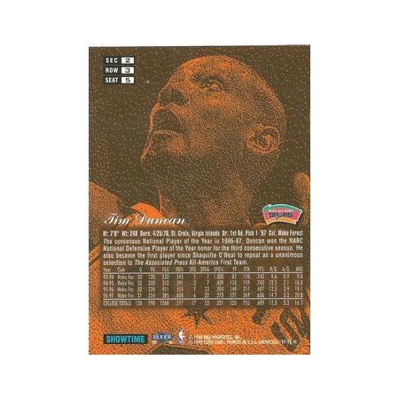1997-98 Flair Showcase - #5 - Tim Duncan - San Antonio Spurs - Rookie